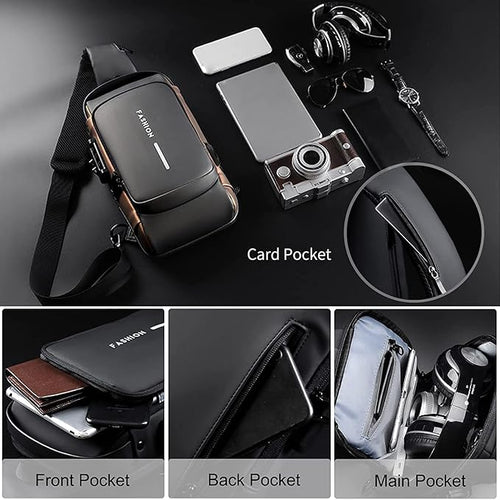 Anti-Theft Crossbody Sling Bag with USB Charging Port – Waterproof